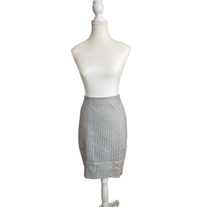 Escada Briddie Wool Eyelet Pencil Skirt Gray Size Euro 38